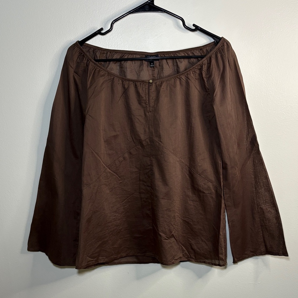 Talbots Dark Brown Flowy Blouse NWOT
